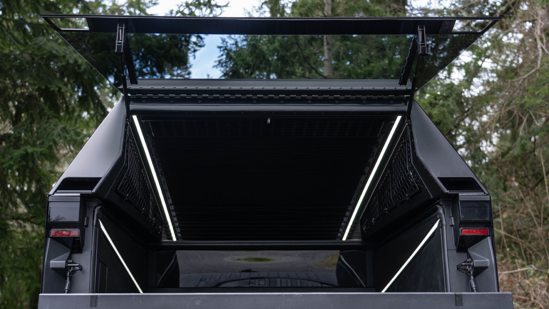The Cap open with LED lights turned on