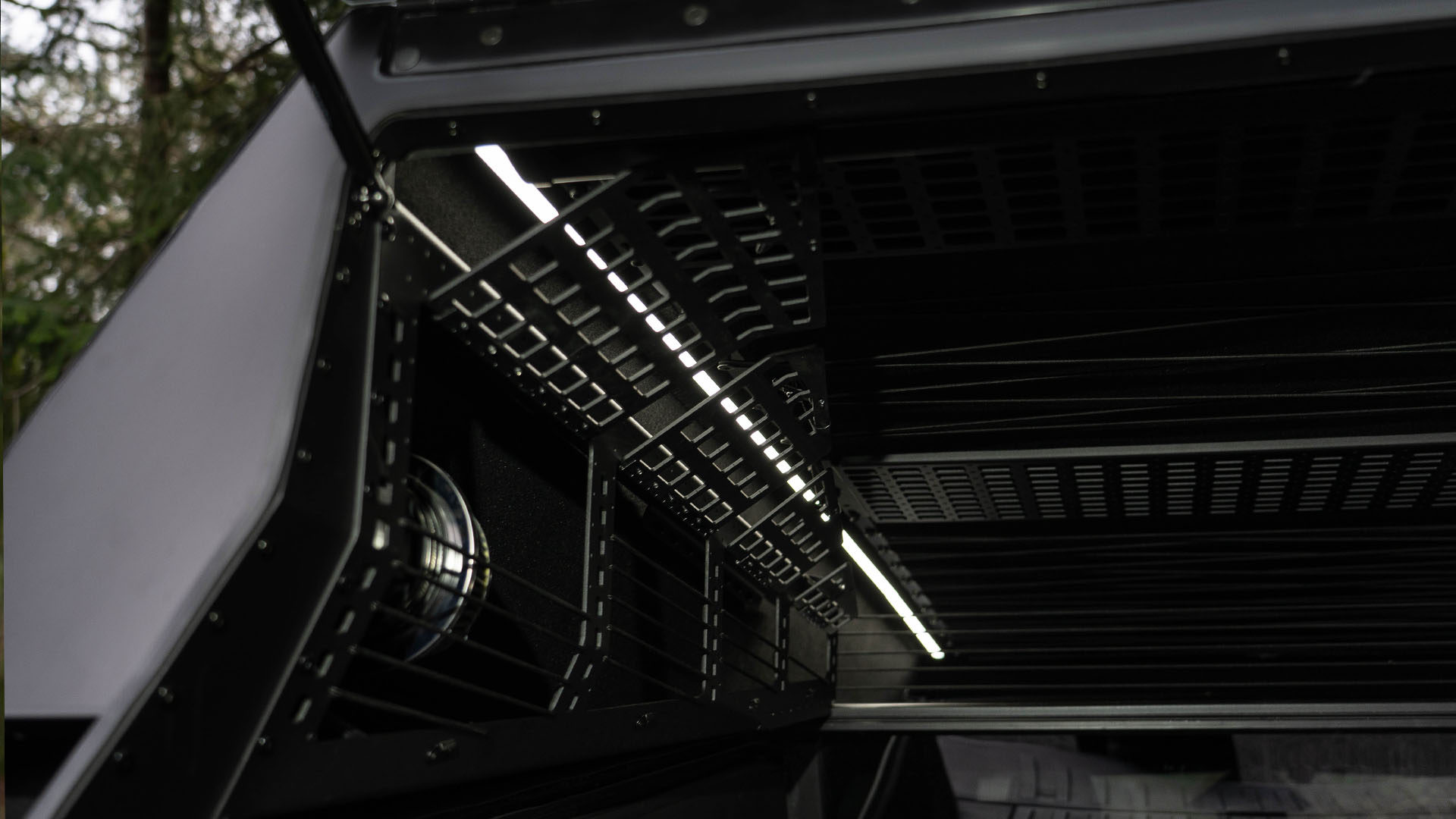 Wall storage with lockable MOLLE panels